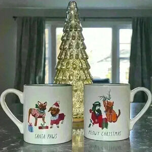 Set of two animal Christmas Mugs